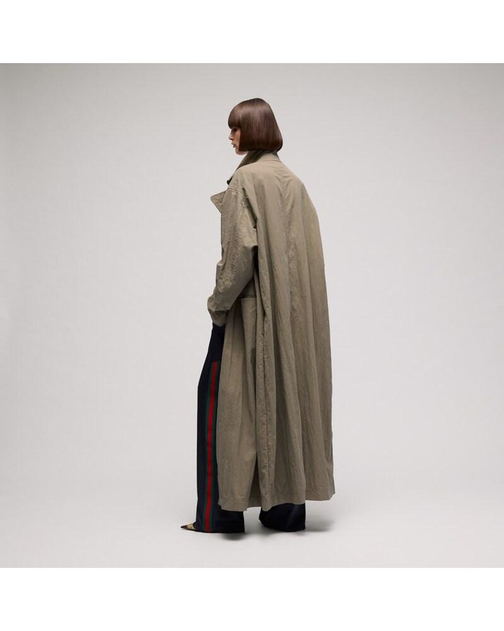 Gucci Natural Washed Matte Nylon Trench Coat, Size 36 It, Ready-To-Wear
