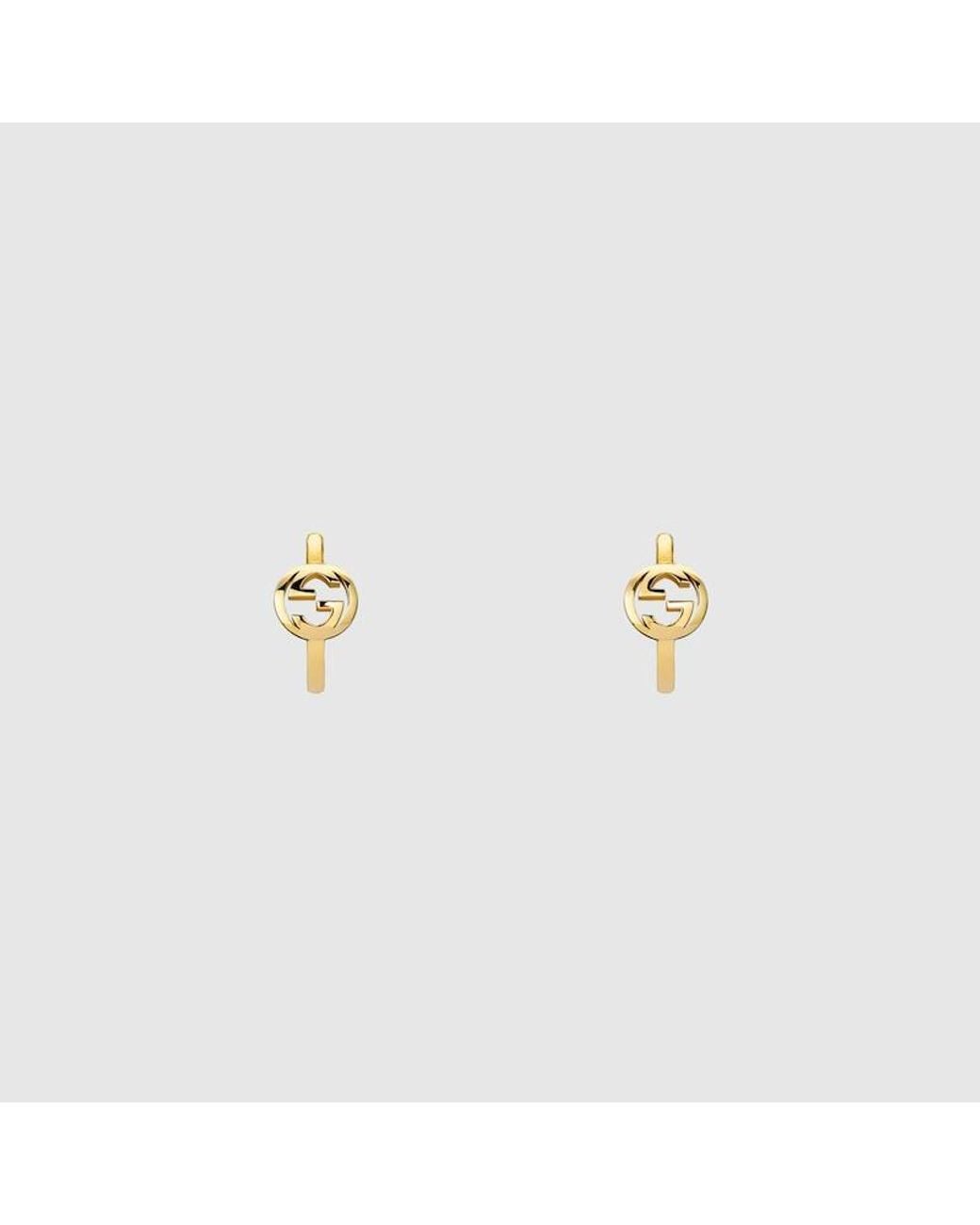Gucci Metallic Interlocking 18K Hoop Earrings