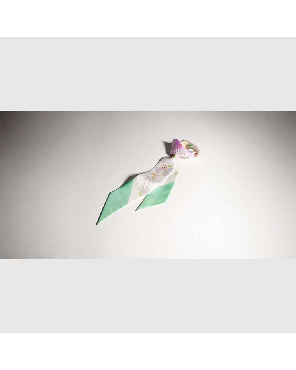 Gucci Green Printed Double G Silk Ribbon