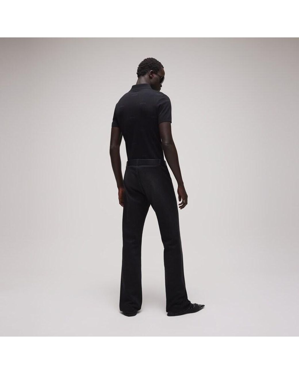Gucci Black Wool Silk Jacquard Polo Shirt for men