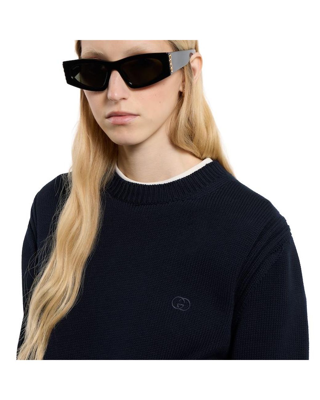 Gucci Blue Cotton Sweatshirt With Embroidery