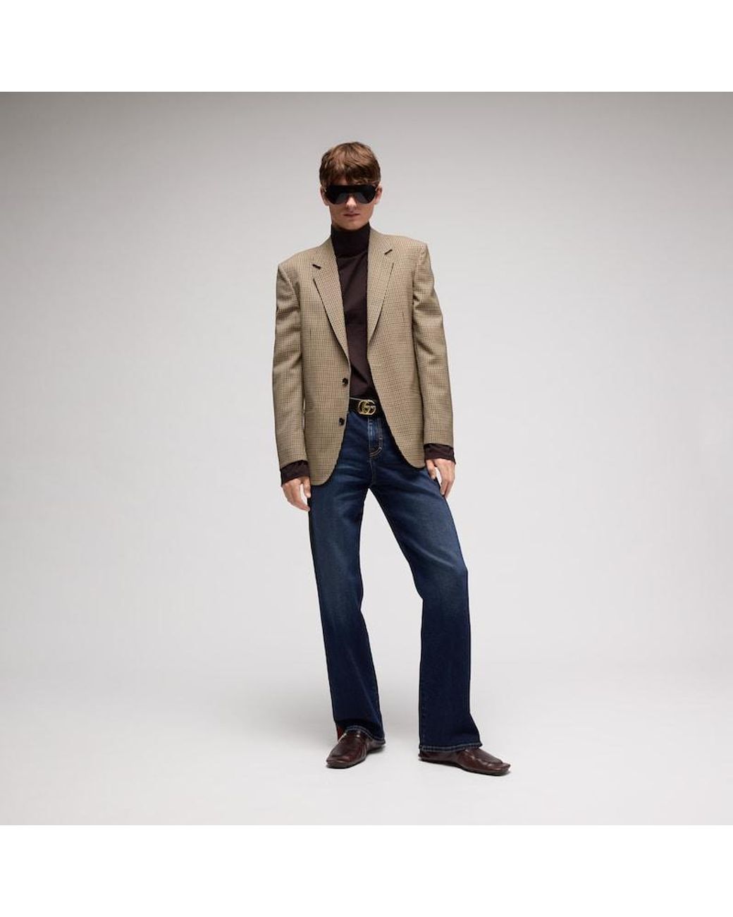 Gucci Brown Driver With Double G, Leather for men