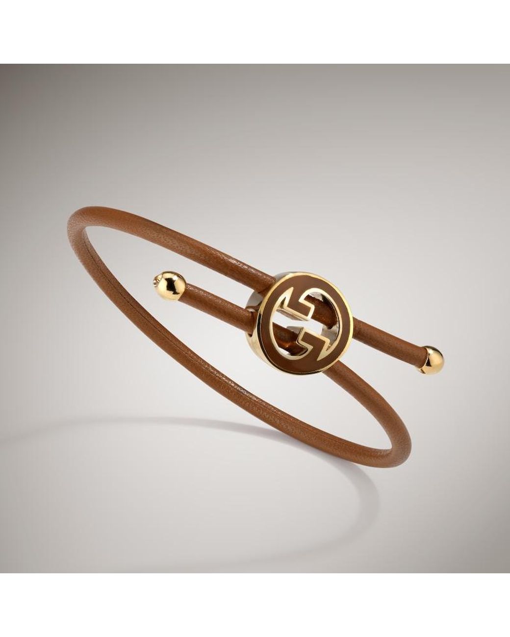 Gucci Brown Bracelet With Enamel Round Interlocking G