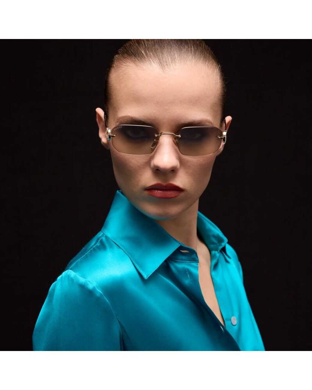 Gucci Gray Rectangular-Frame Sunglasses