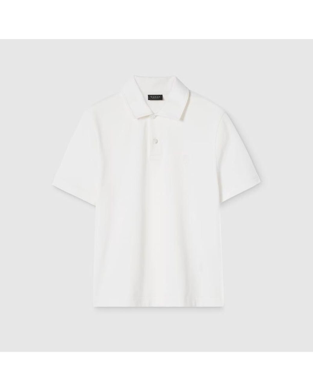 Gucci White Cotton Piquet Polo Shirt With Embroidery for men