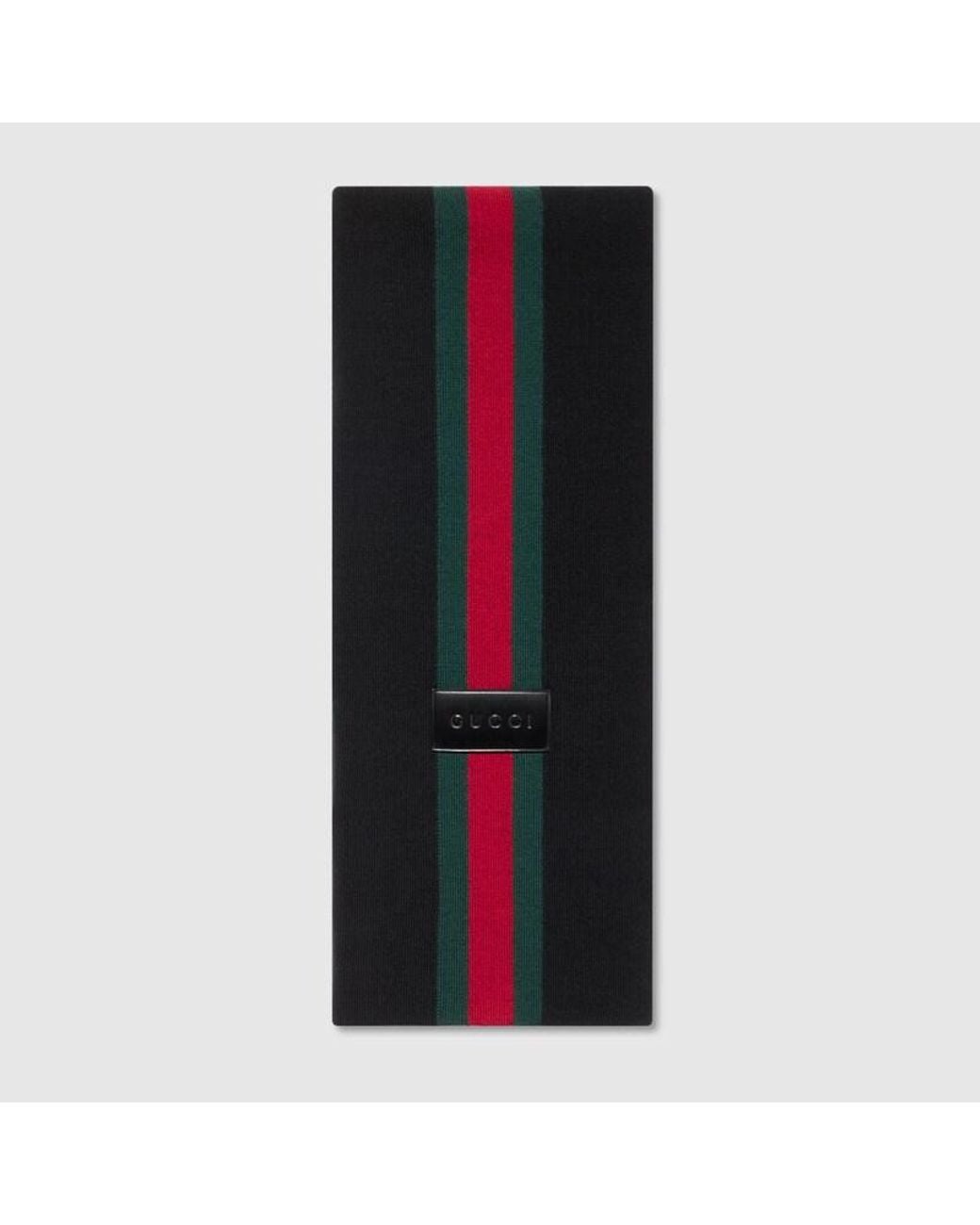 Gucci Black Striped Wool Cashmere Jacquard Scarf for men