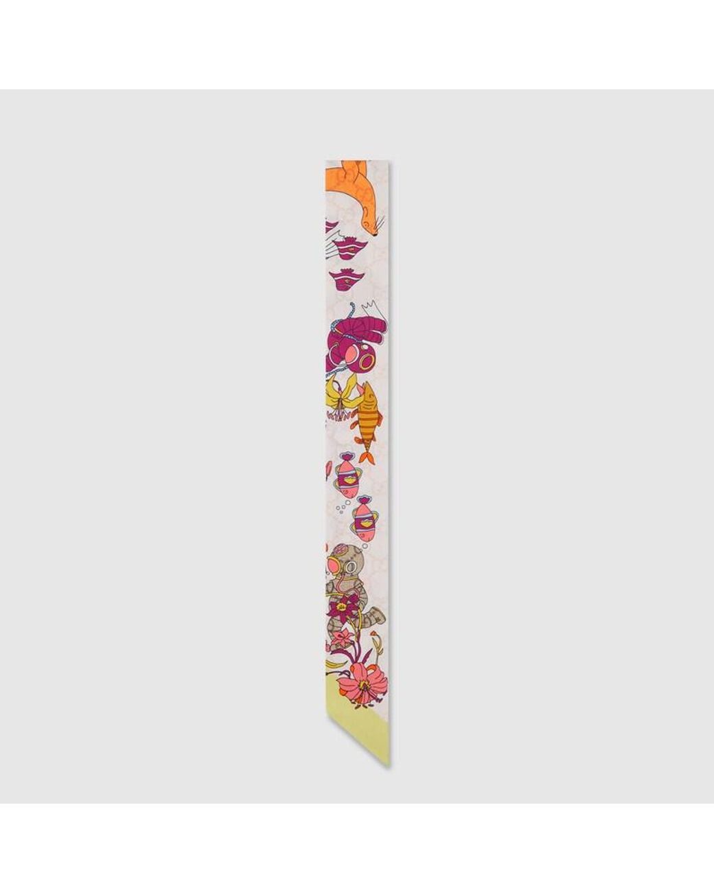 Gucci Pink Printed Silk Ribbon