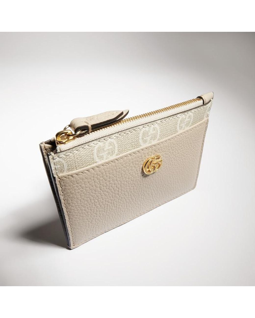 Gucci Natural Bi-Color Gg Marmont Zip Key Pouch, Leather