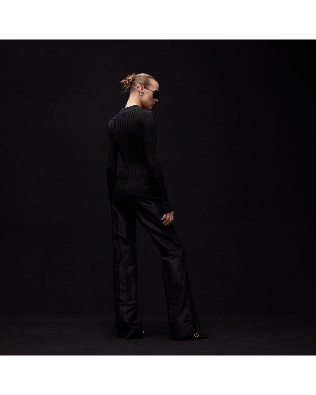 Gucci Black Fine Rib Viscose Cardigan