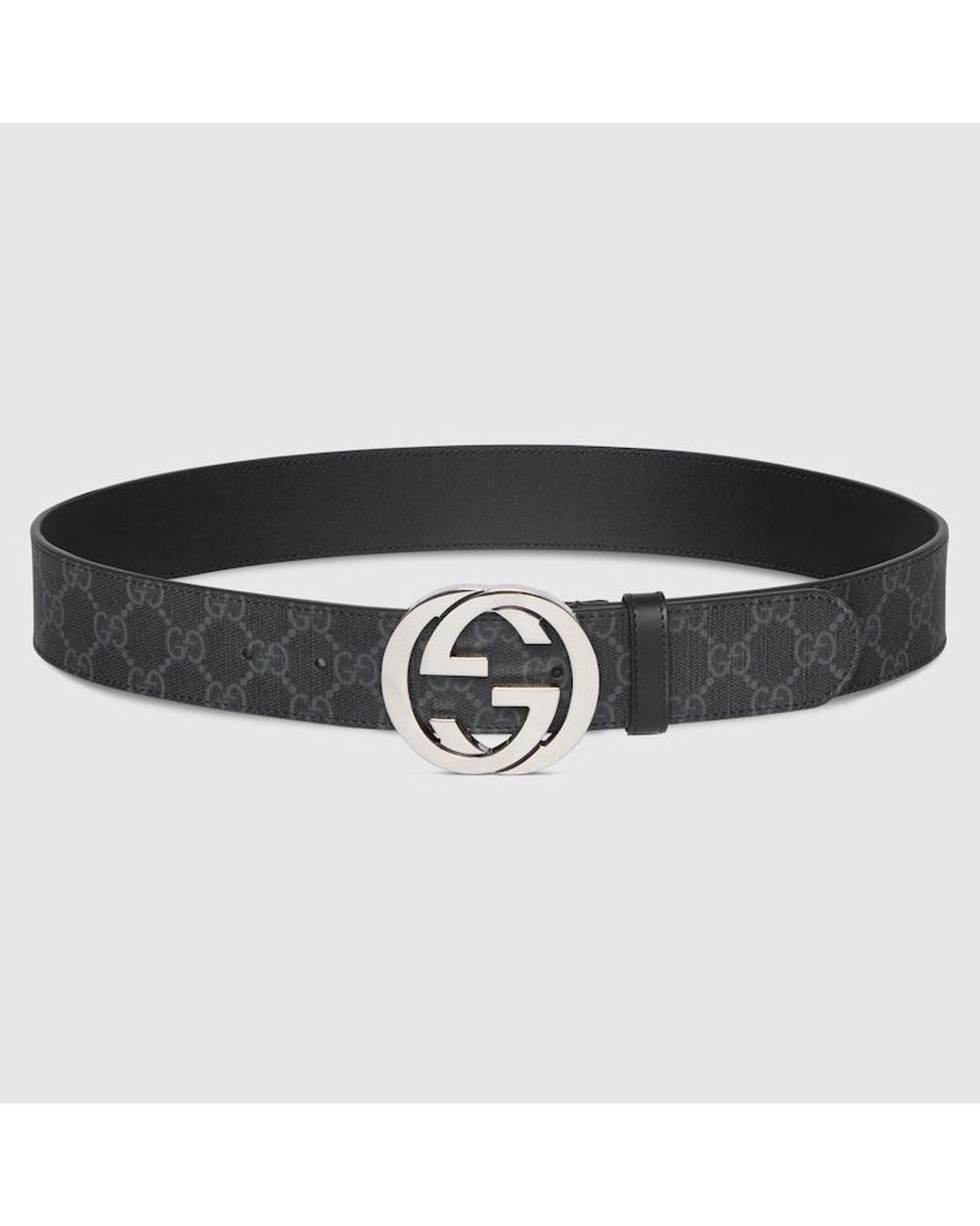 Gucci Black Belt With Interlocking G Buckle, Size 70 for men