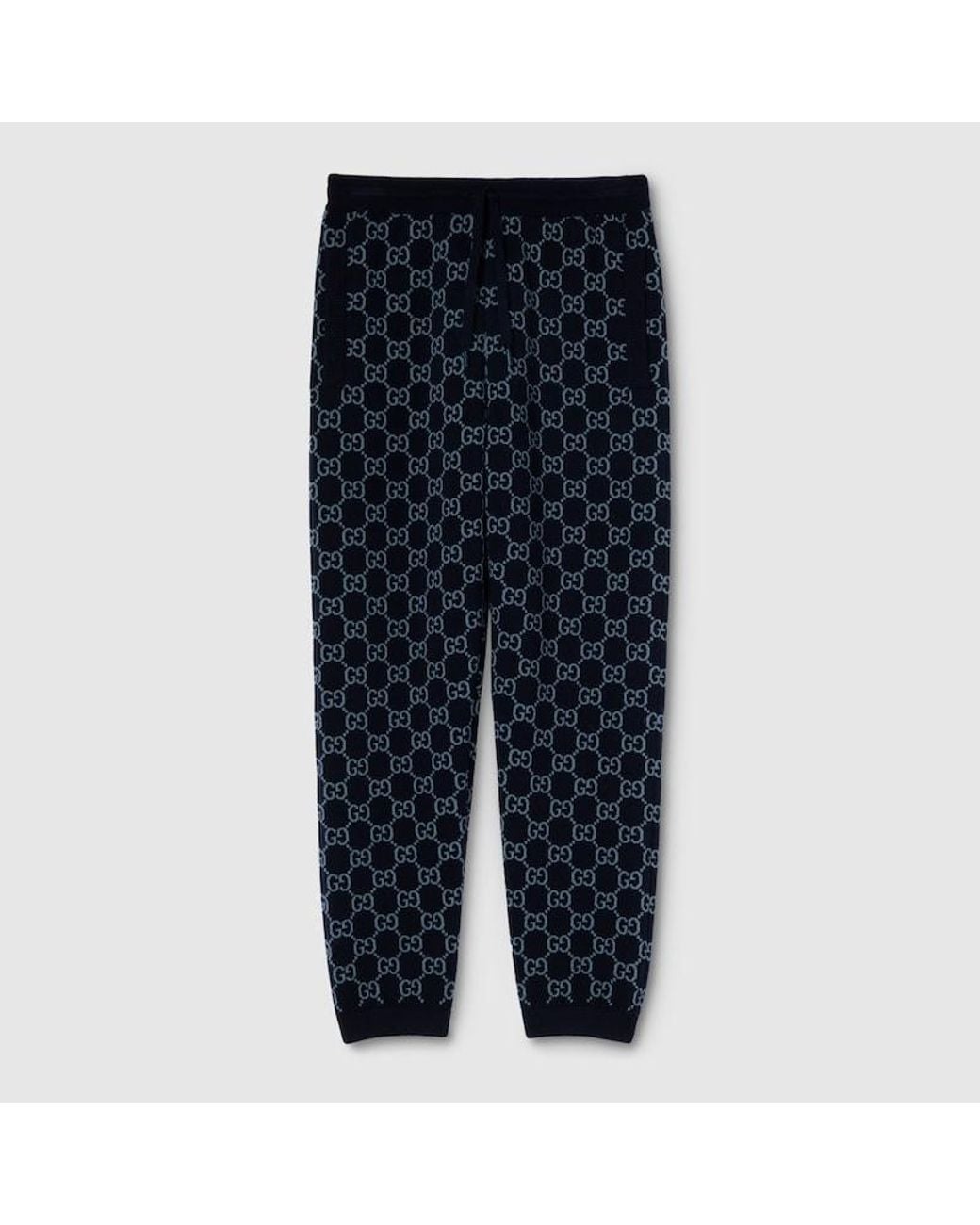 Gucci Blue Gg Knit Double Wool Leisure Trousers for men