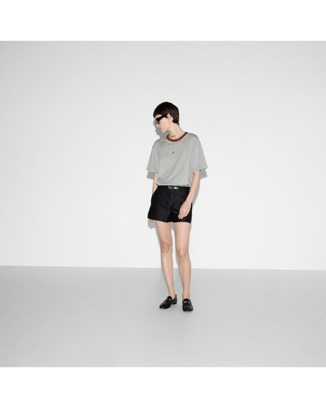 Gucci Gray Jersey T-Shirt With Web