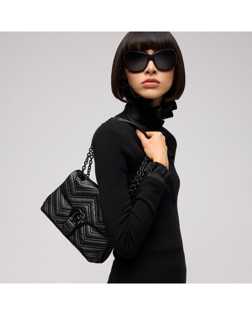 Gucci Black "Gg Marmont" Shoulder Bag