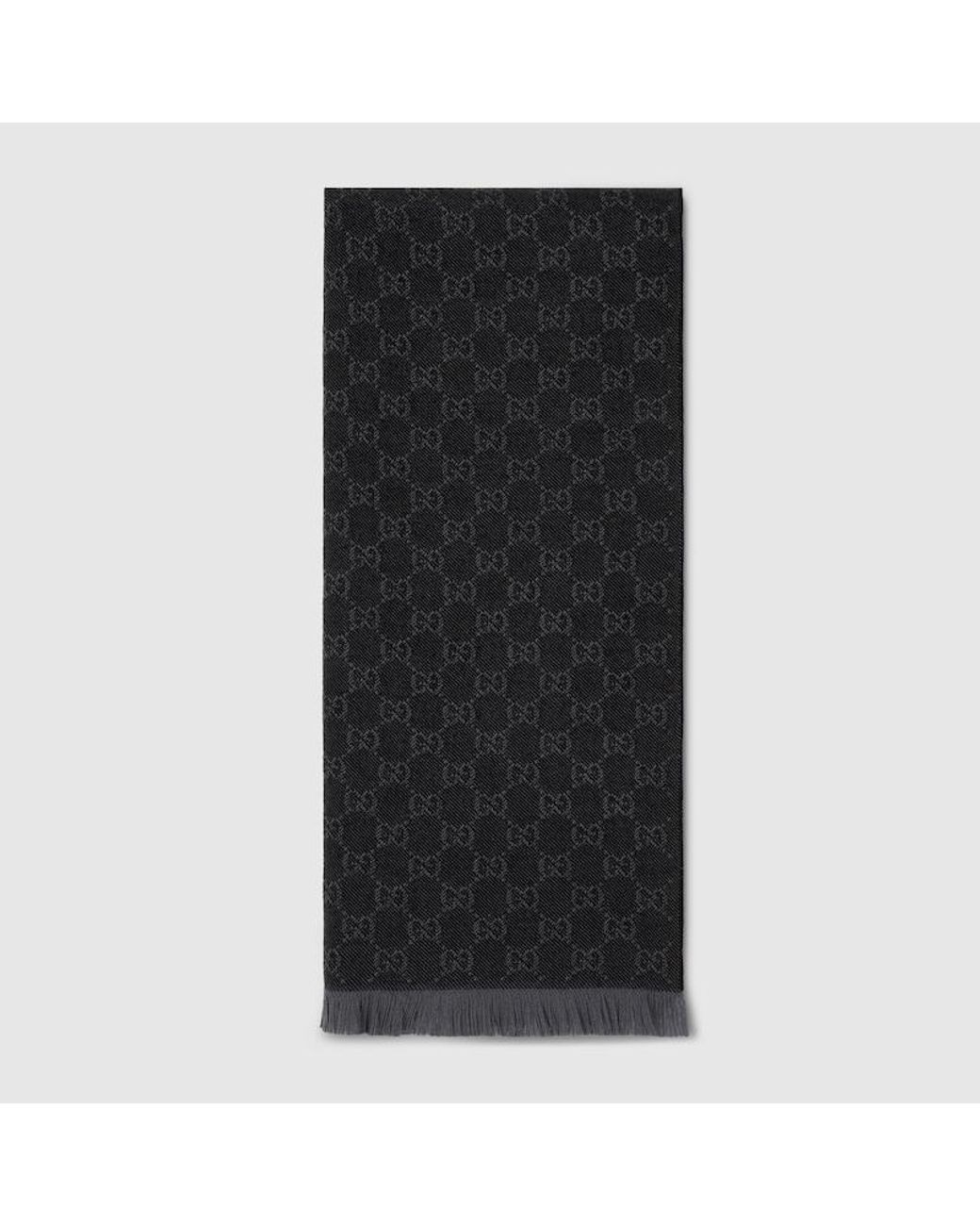 Gucci Black Gg Wool Scarf