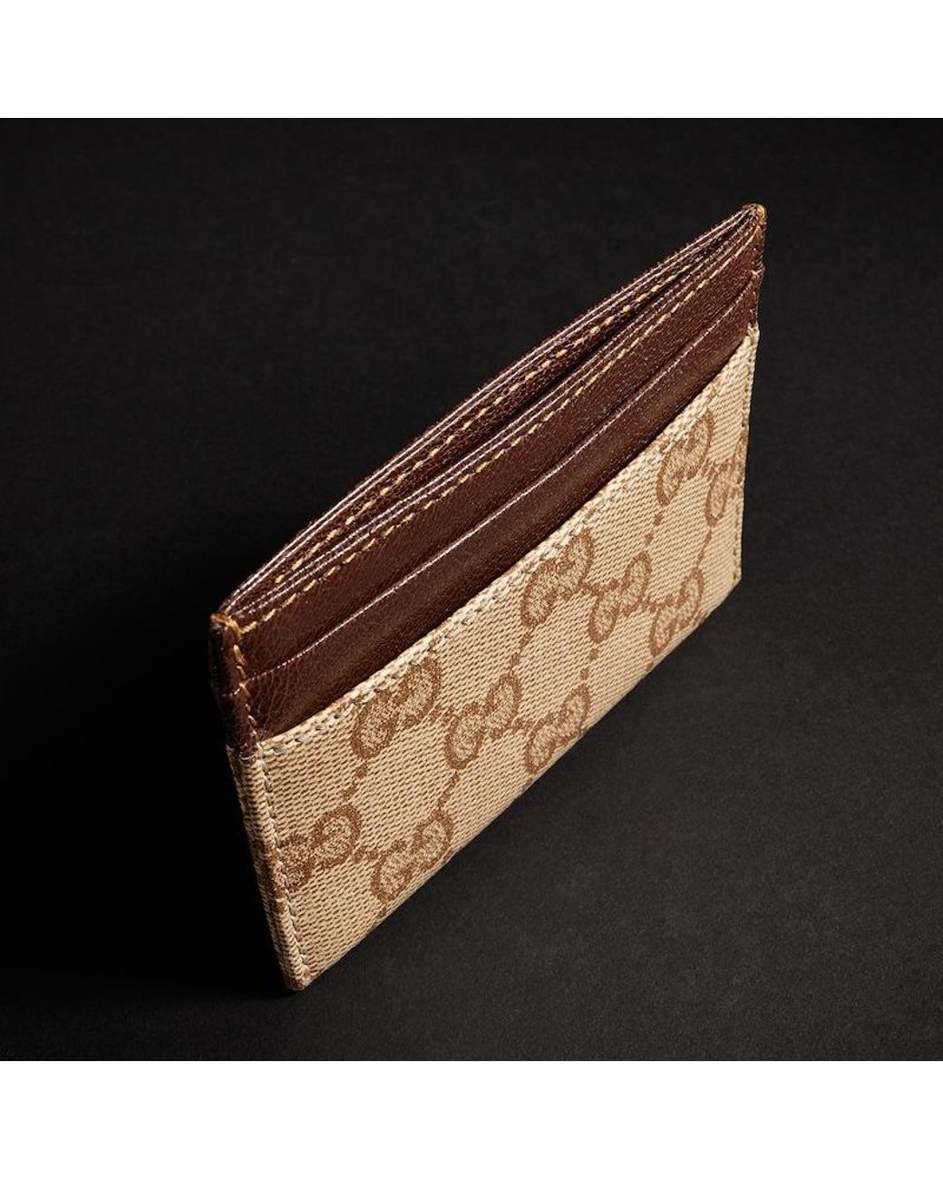 Gucci Natural Essence Classic Card Case, Original Gg Fabric for men