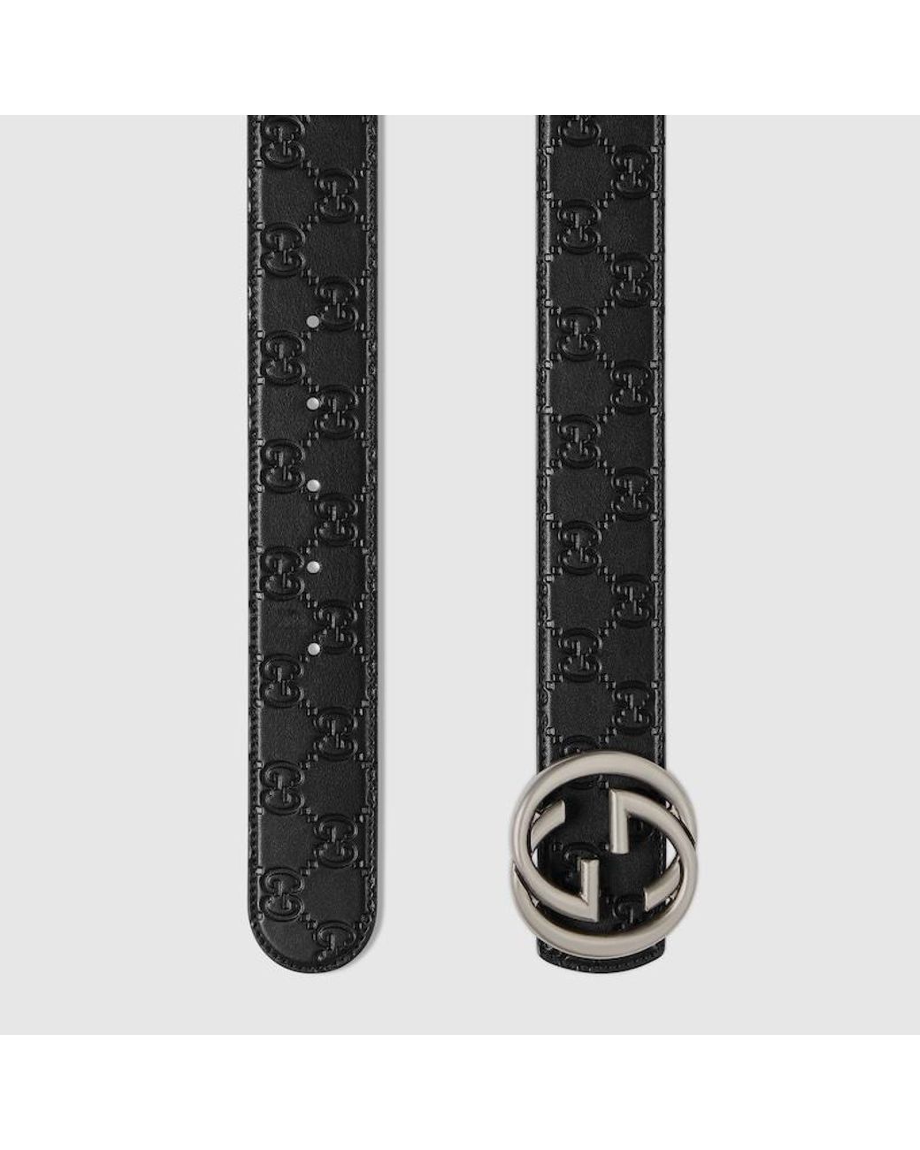 Gucci Black Reversible Belt With Interlocking G Buckle, Size 100 for men
