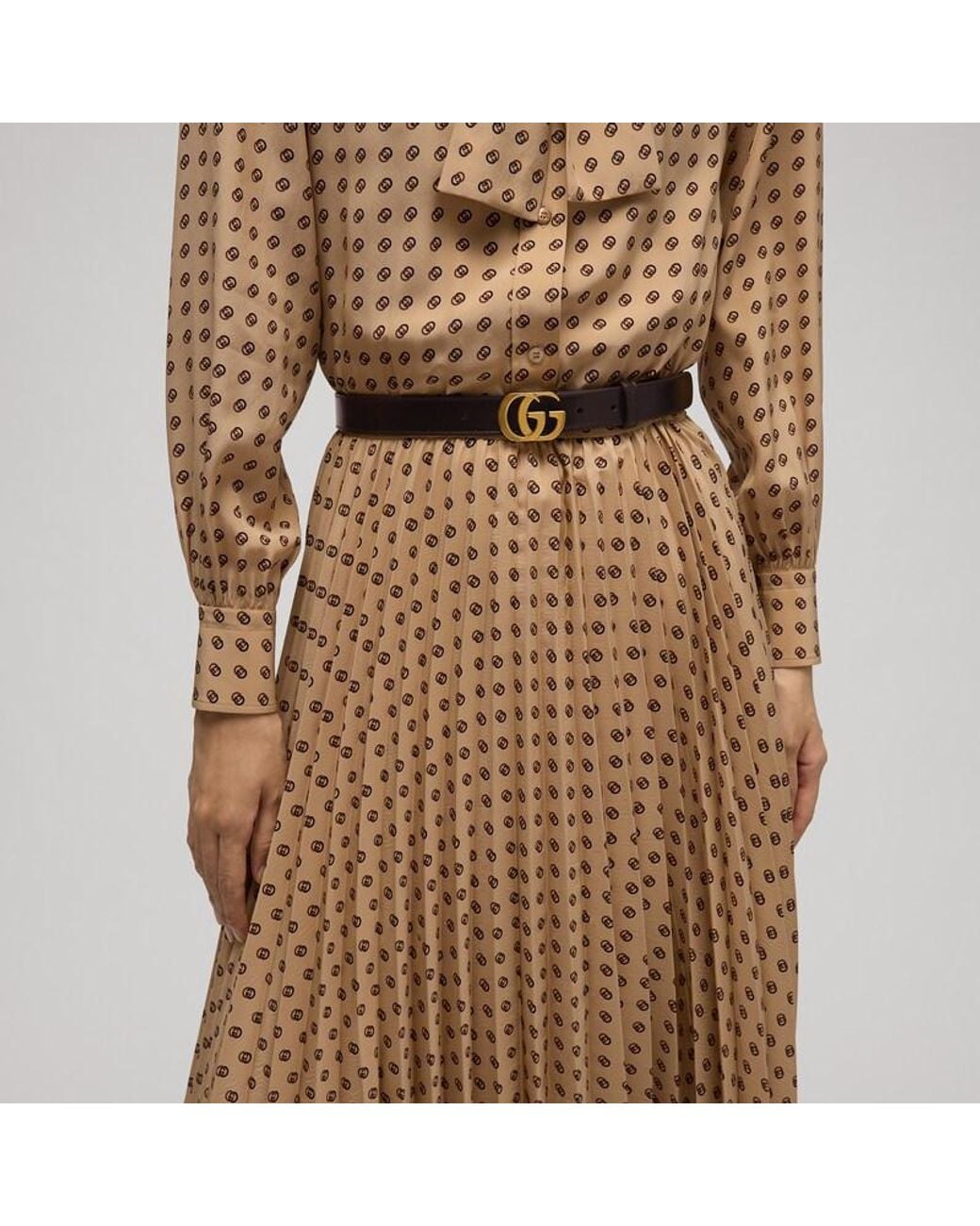 Gucci Brown Cut Gg Marmont Belt, Size 100