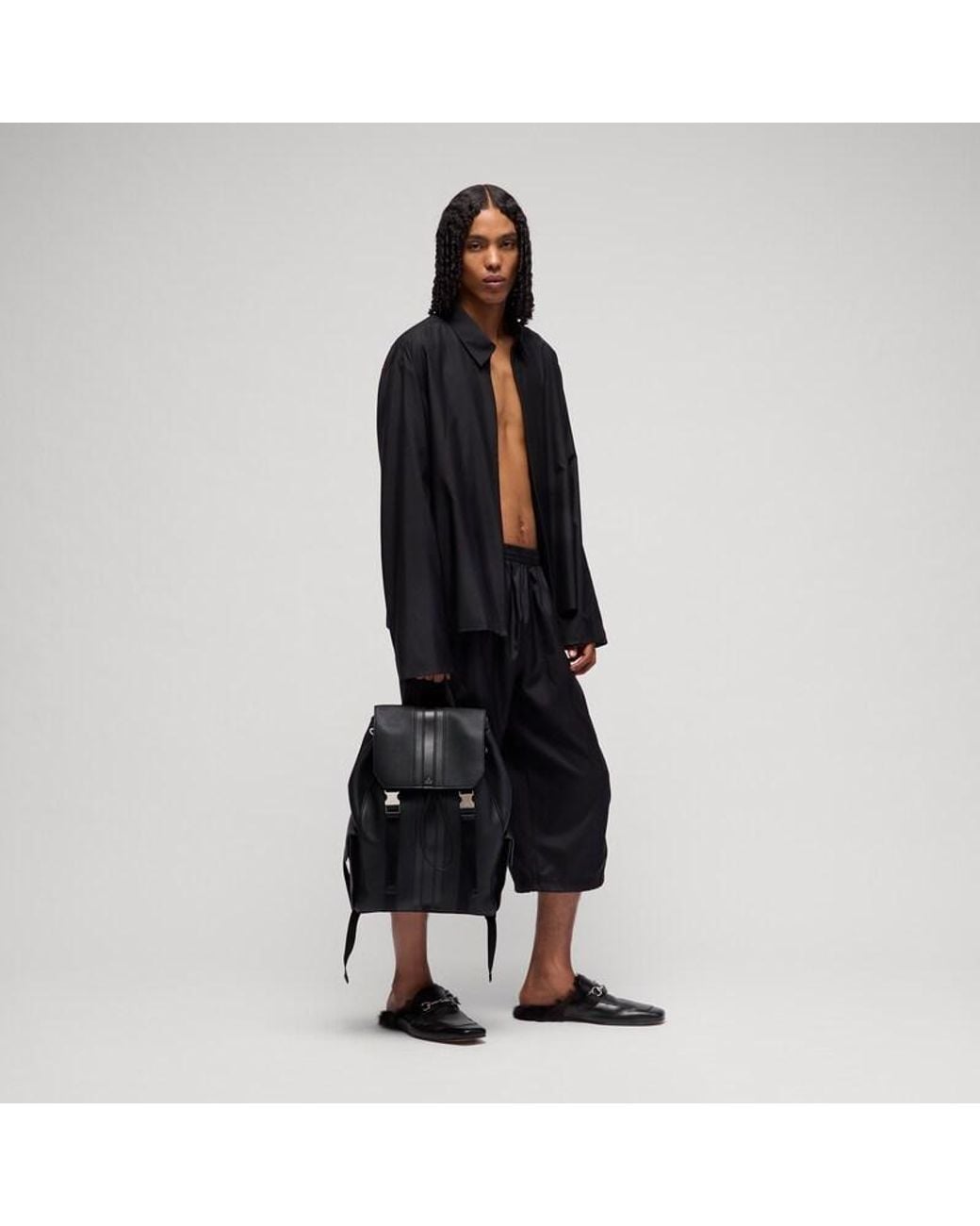 Gucci Black Web Trademark Medium Backpack for men