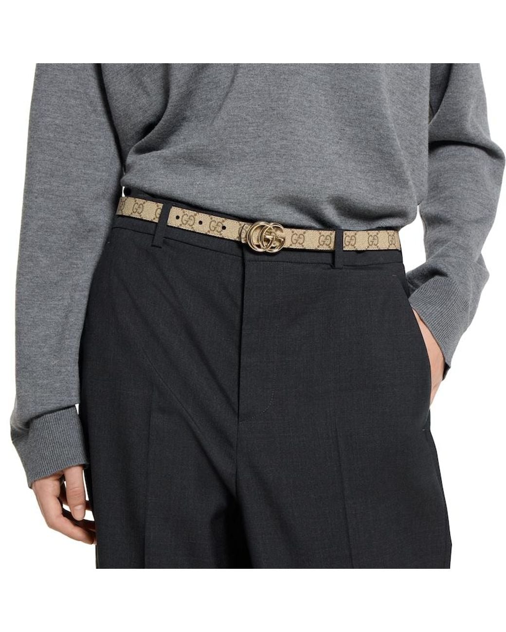 Gucci Black Canvas Reversible Belt