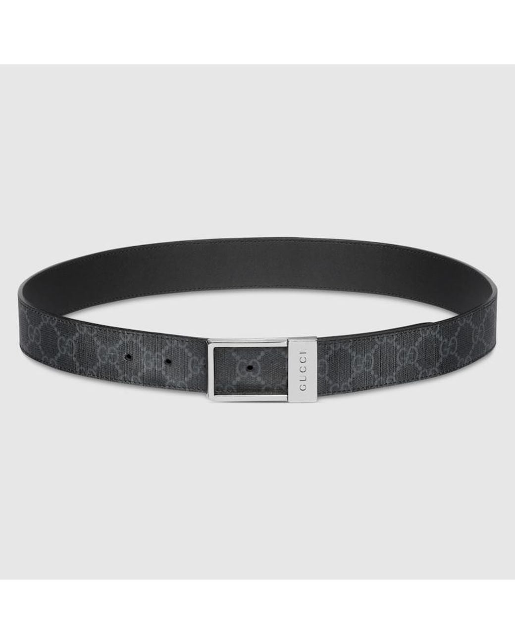Gucci Black Gg Belt With Rectangular Buckle, Size 65 for men
