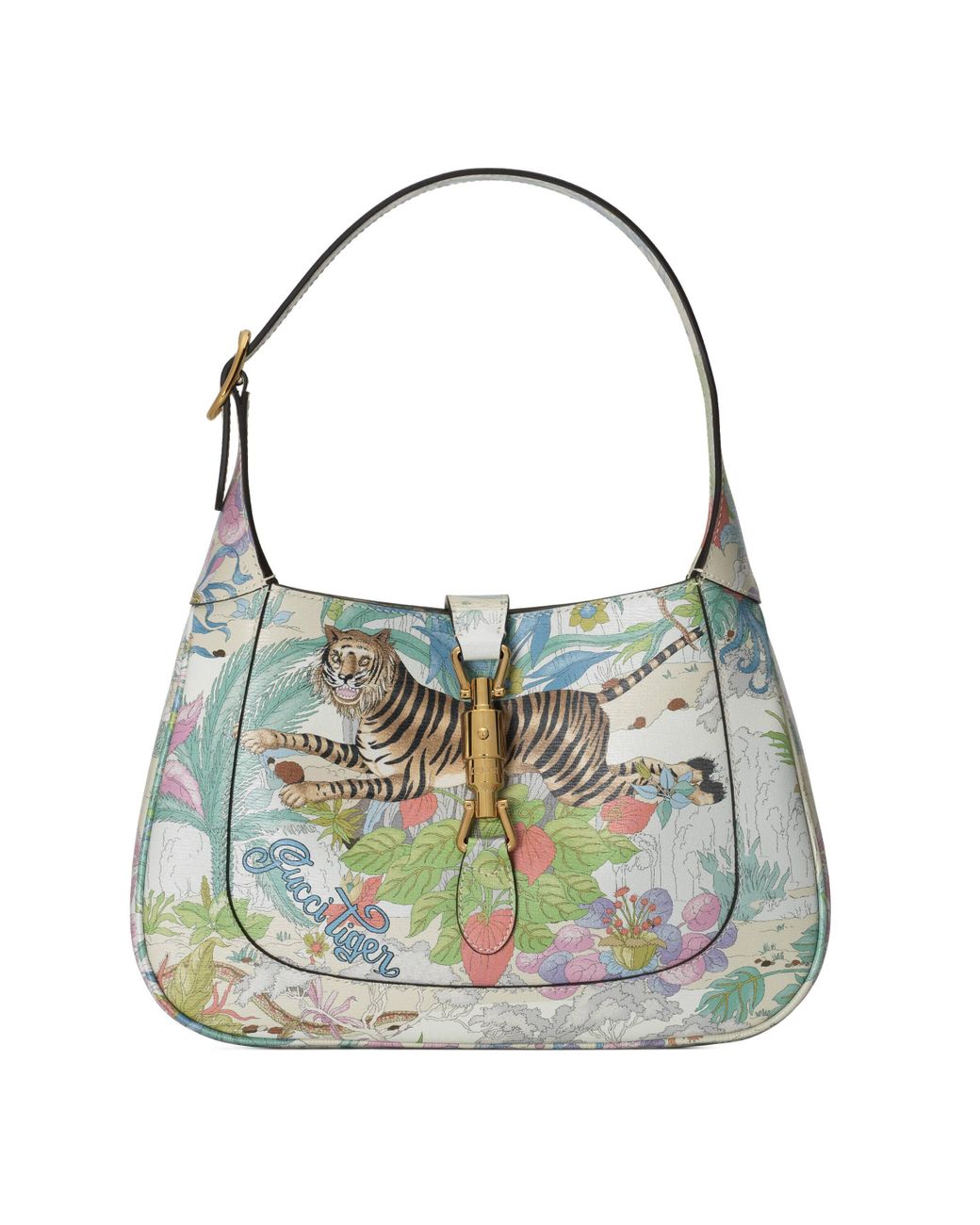 Gucci Lunar New Year Jackie 1961 Tiger Print Small Bag in White | Lyst
