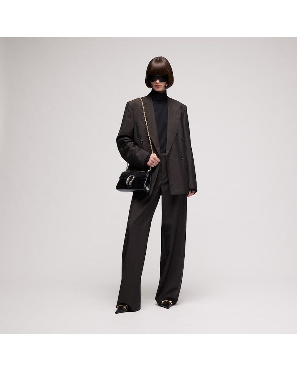Gucci Black Pinstripe Wool Mohair Jacket