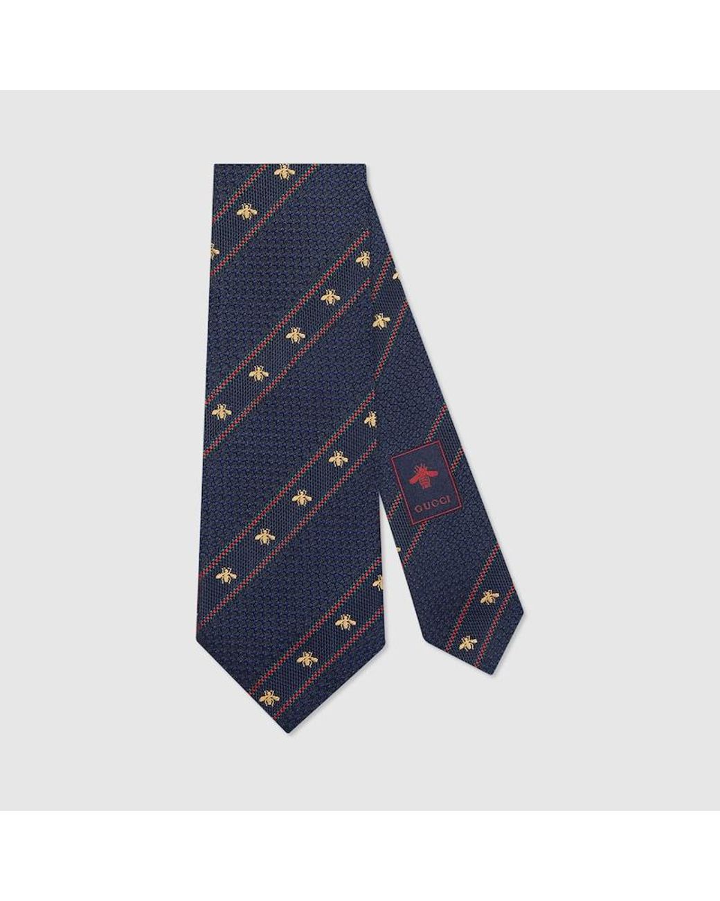 Gucci Blue Bee & Web-striped Silk Tie for men