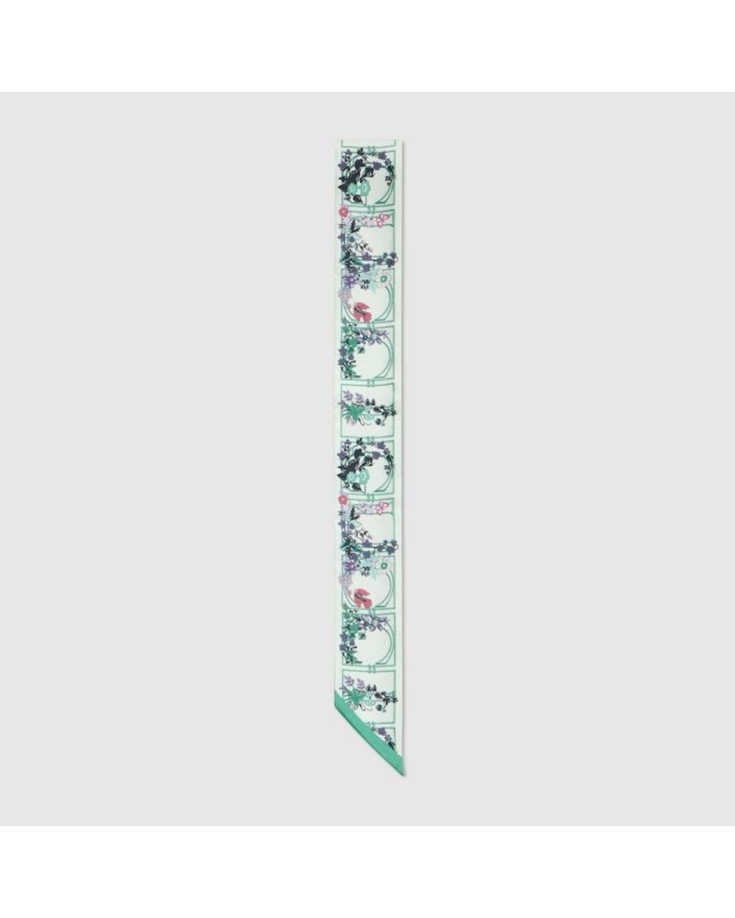 Gucci Blue Printed Silk Twill Ribbon