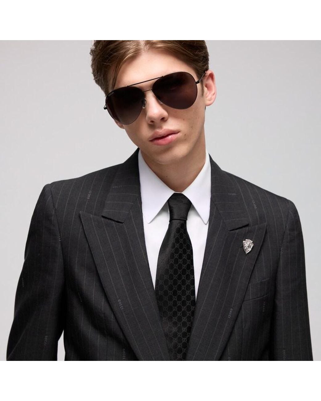 Gucci Black Double G Pattern Tie for men