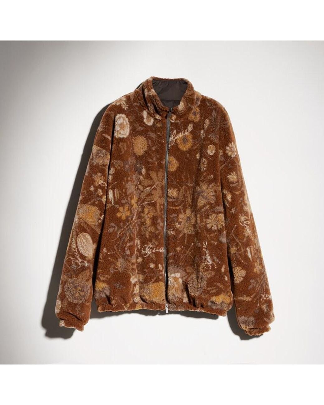 Gucci Brown Reversible Flora Fleece Jacket