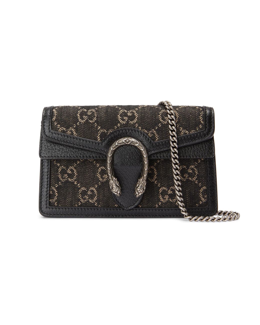 Gucci Dionysus Super Mini Leather Shoulder Bag in Black