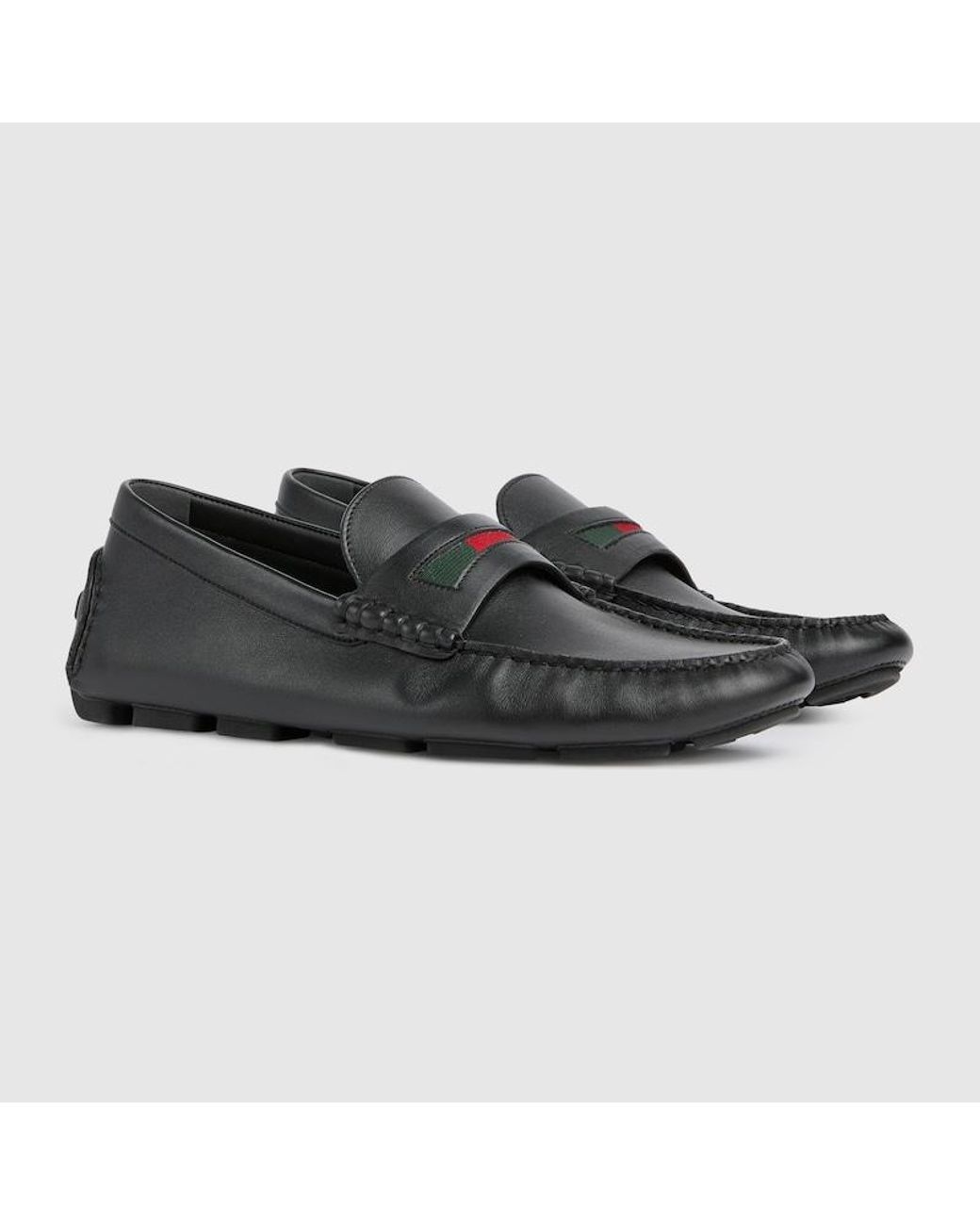 Gucci Black Loafers With Web Detail for men