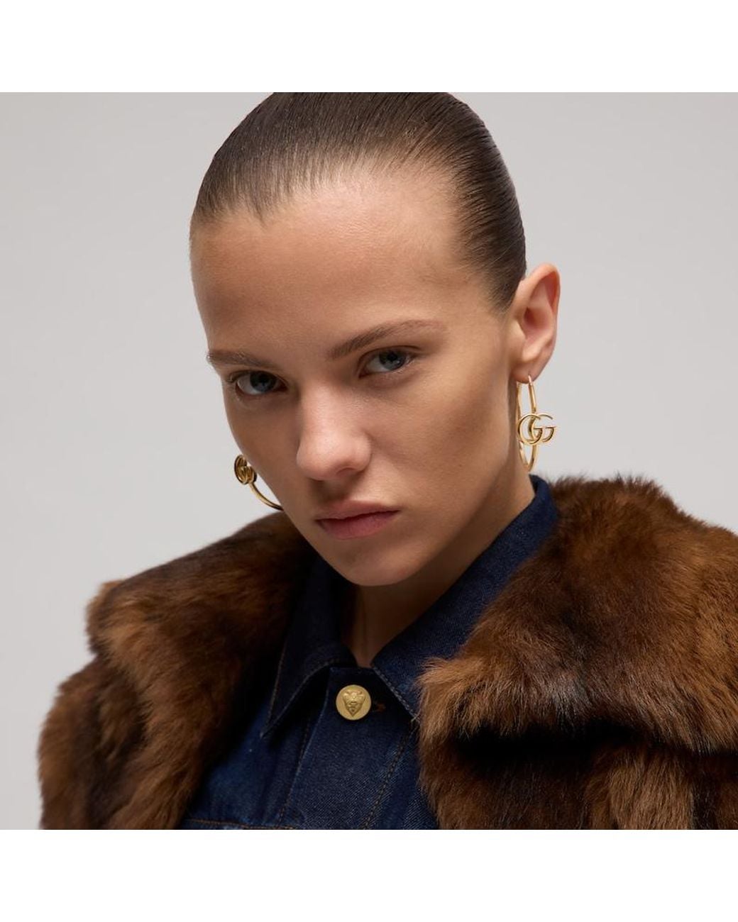 Gucci Metallic Gg Marmont Hoop Earrings