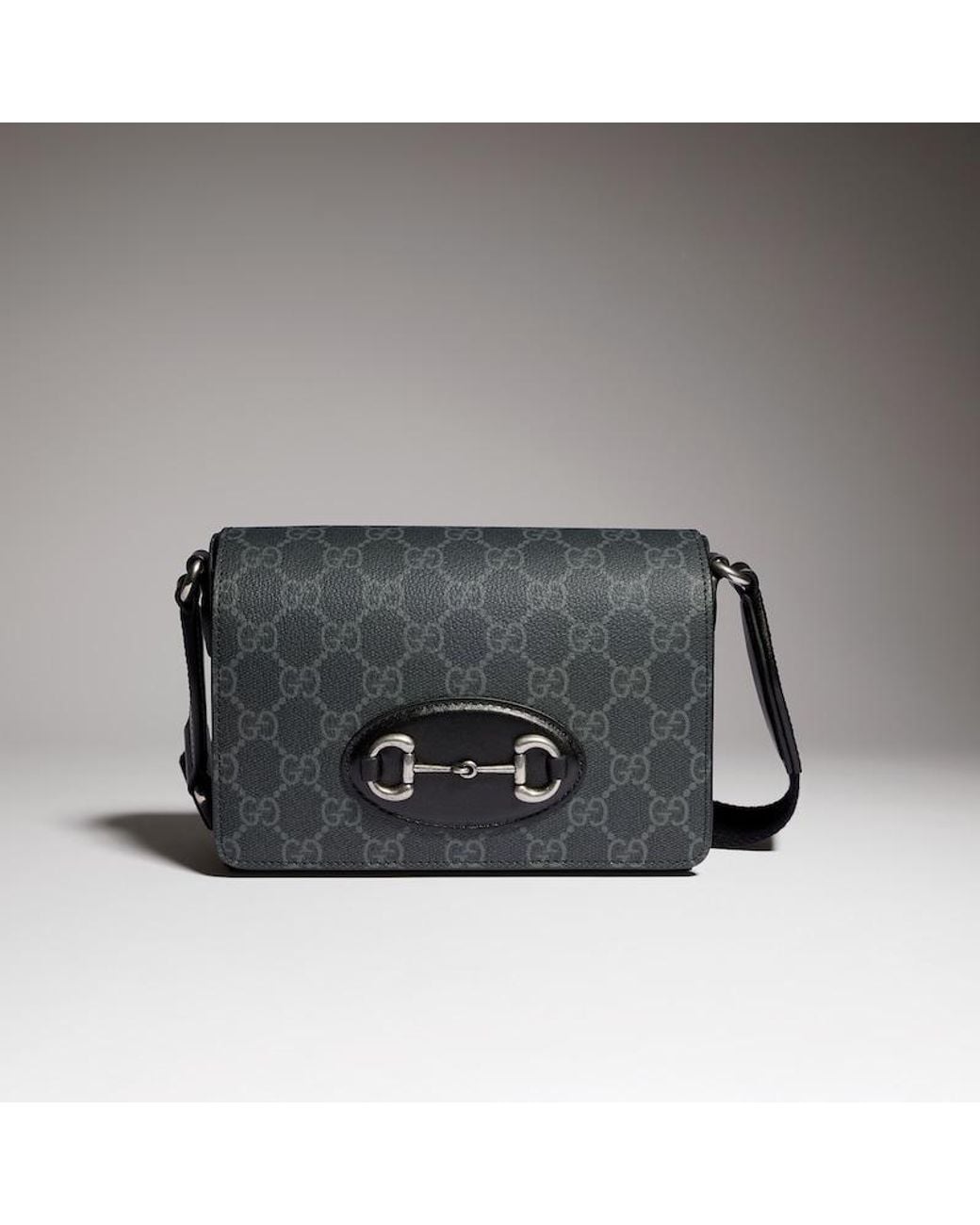 Gucci Black Horsebit 1955 Mini Bag, Gg Canvas for men