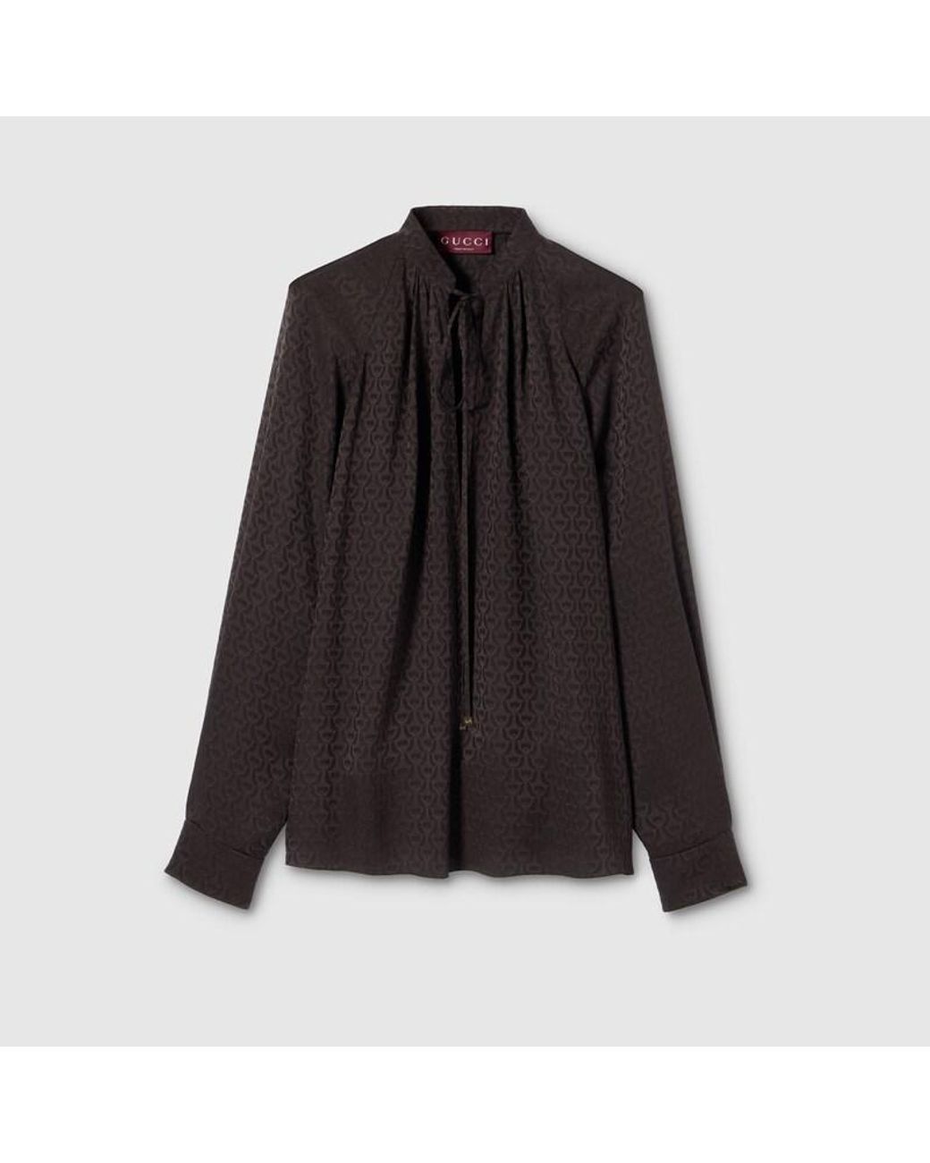Gucci Black Horsebit Silk Jacquard Shirt