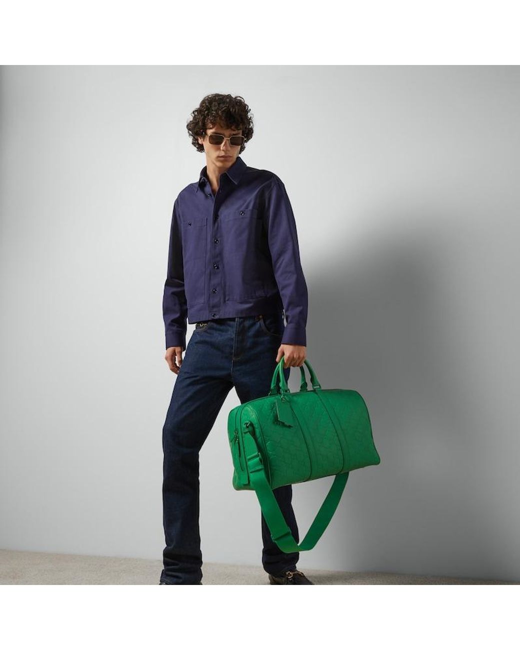 Gucci GG Rubber-effect Medium Duffle Bag in Green for Men | Lyst