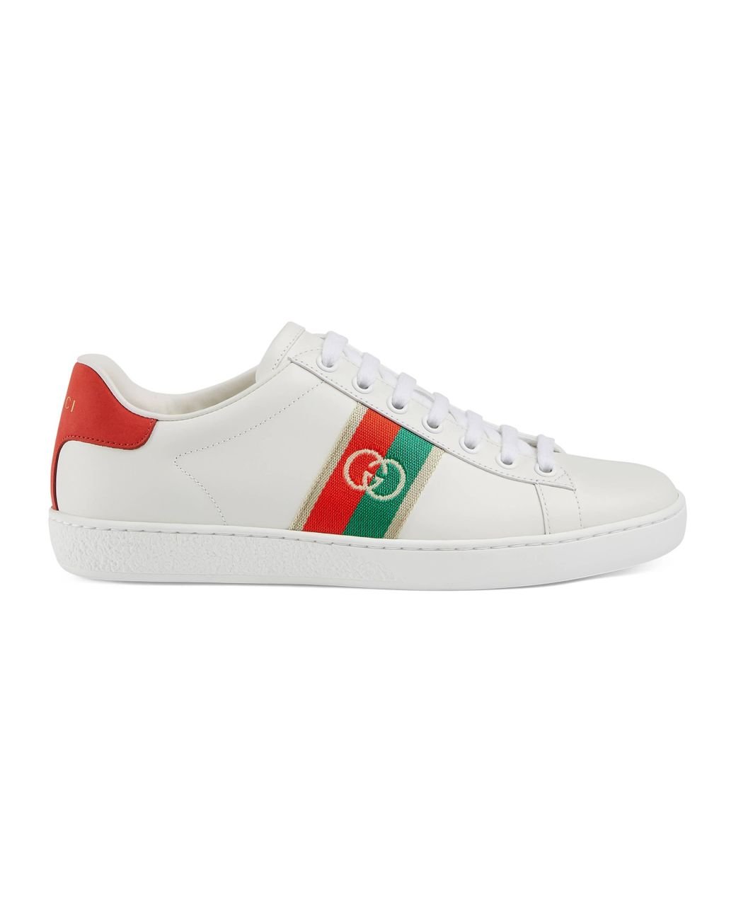 Gucci Leather Ace Sneaker With Interlocking G in White - Lyst