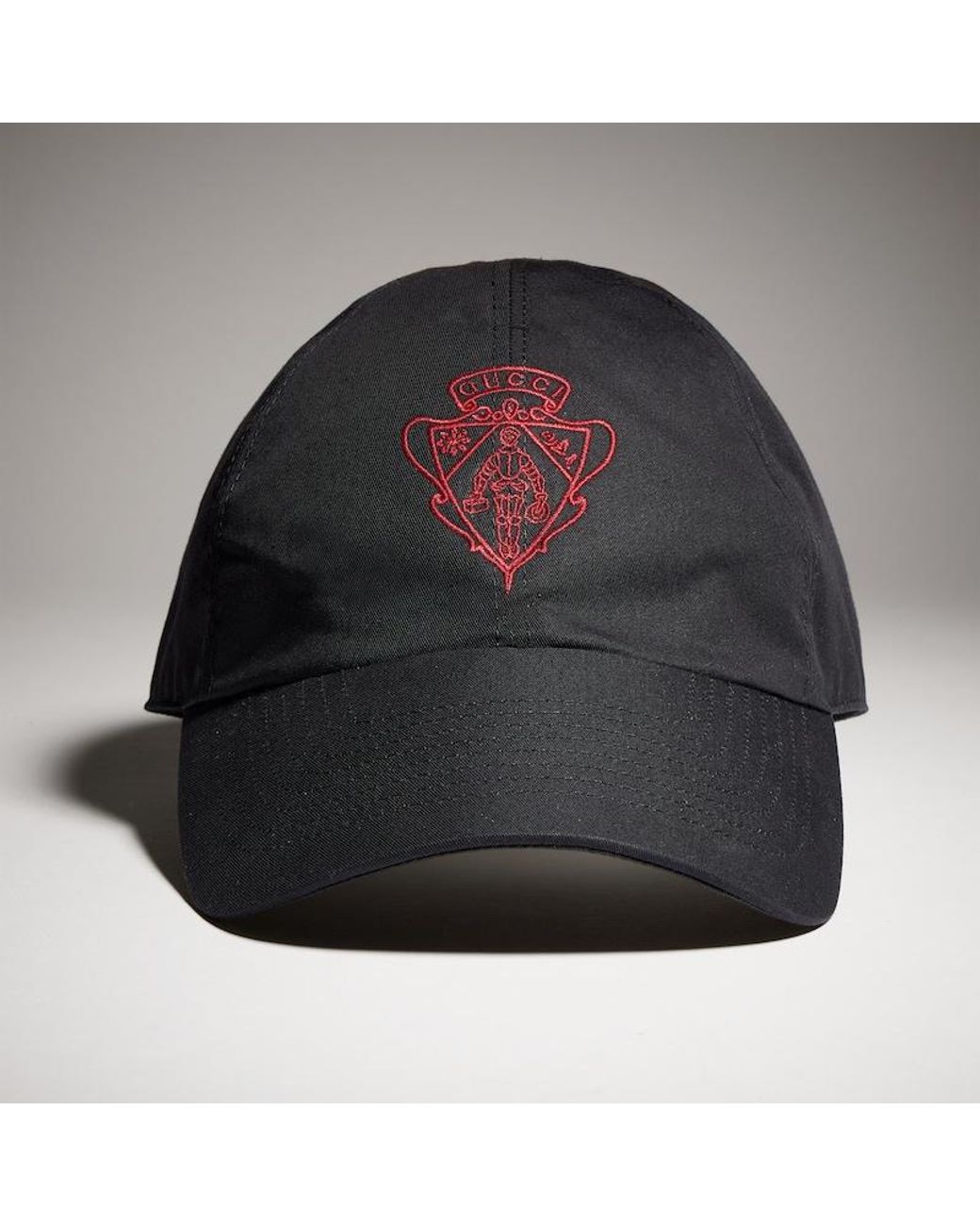 Gucci Black Cotton Baseball Hat With Embroidery, Size S, Cotton for men
