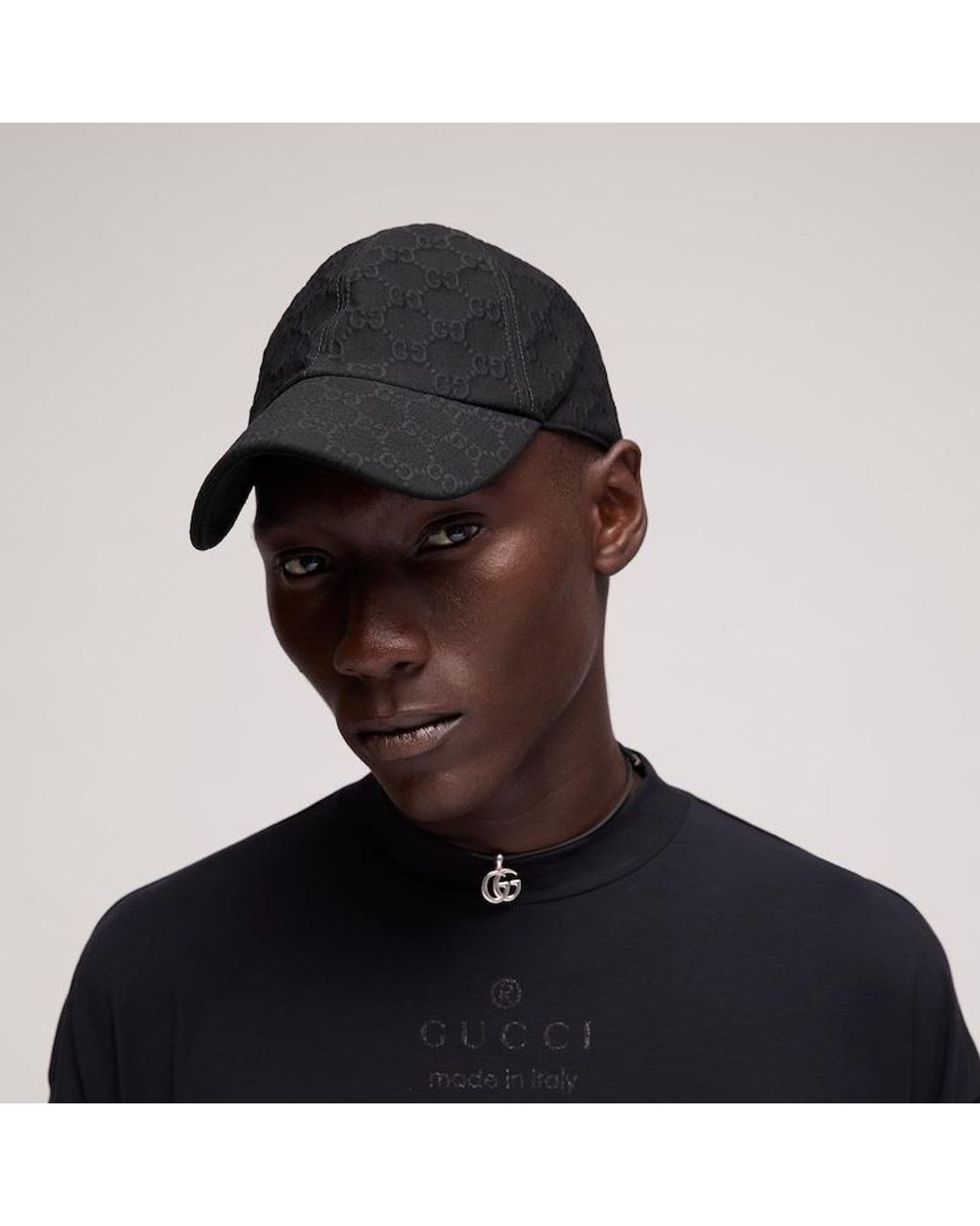 Gucci Black Embossed Gg Jersey Baseball Hat