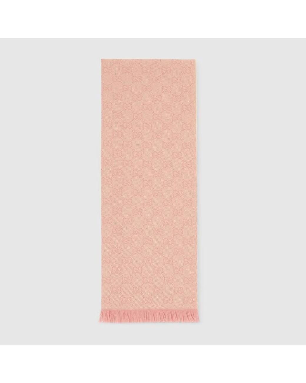 Gucci Pink Gg Wool Scarf