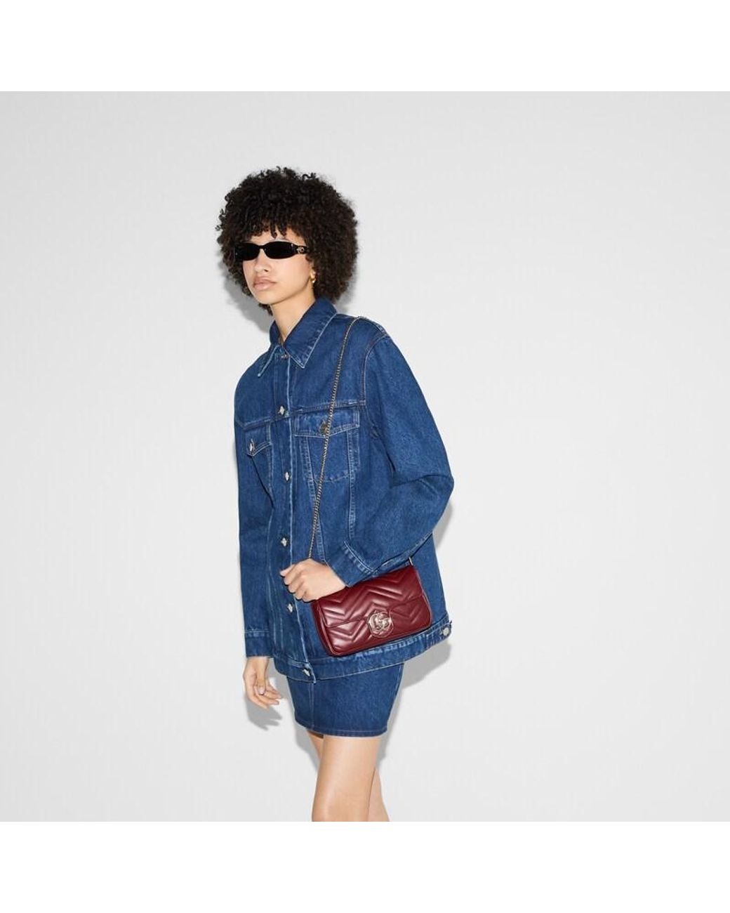 Gucci Red Gg Marmont Small Shoulder Bag