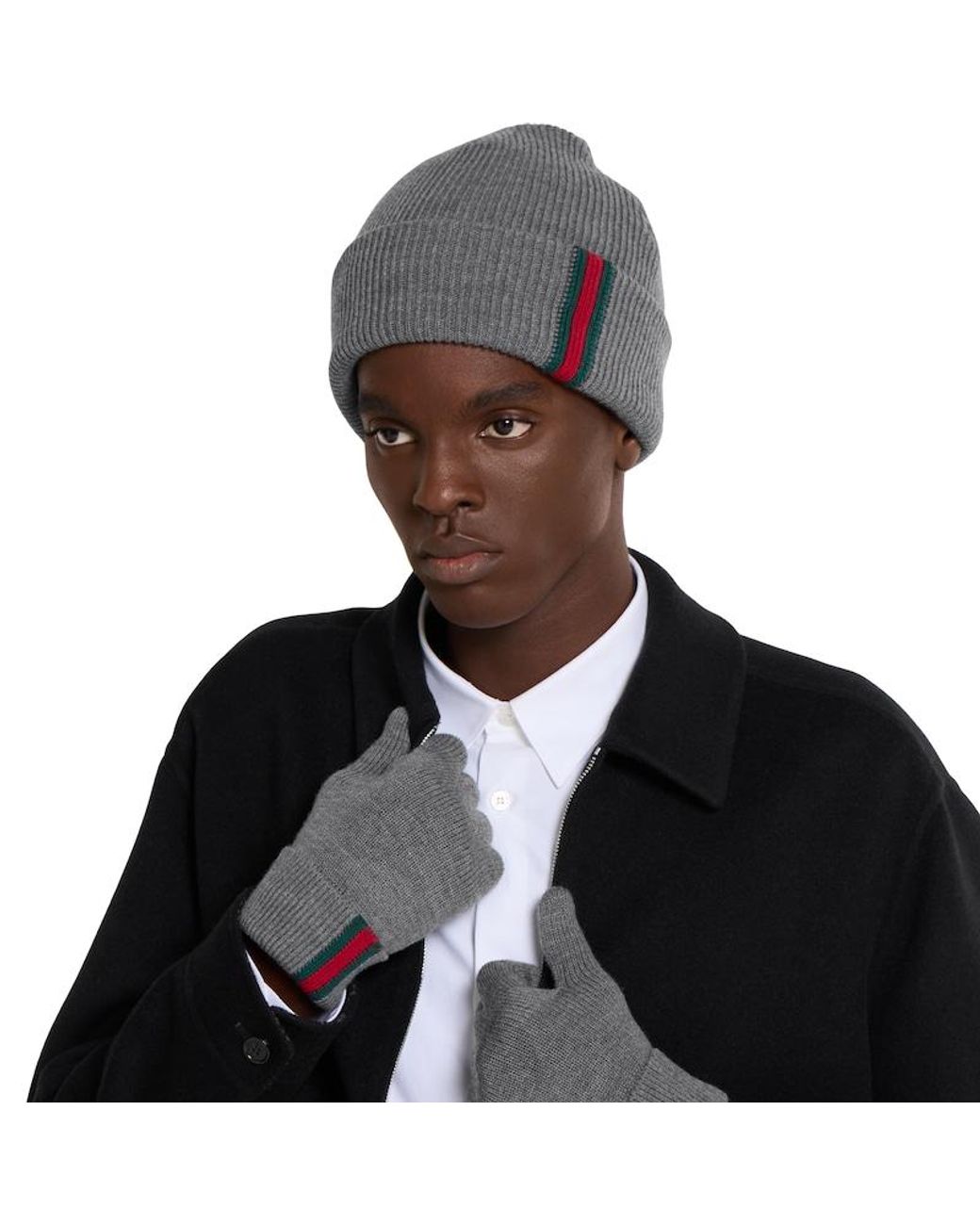 Gucci Mütze Aus Wolle Mit Web, Größe in Gray für Herren
