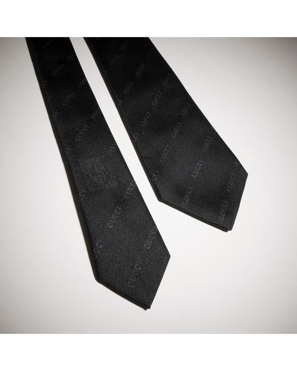 Gucci Black Silk Jacquard Tie, Silk for men