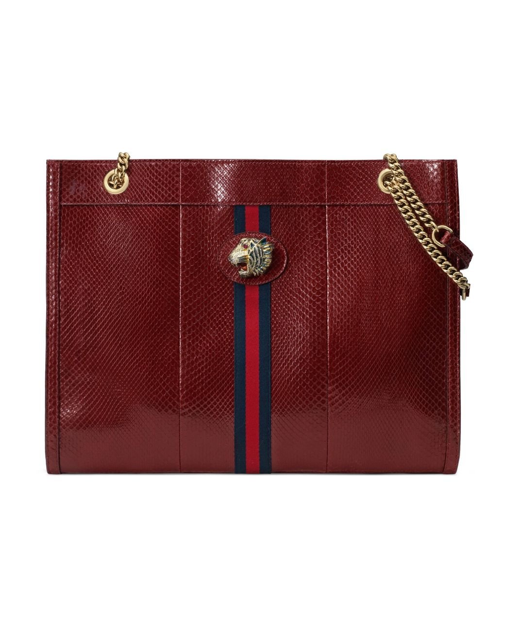 Borsa shopping Rajah in pitone misura grande di Gucci in Rosso | Lyst