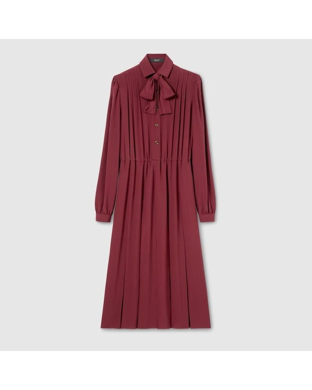 Gucci Red Silk Crêpe De Chine Dress