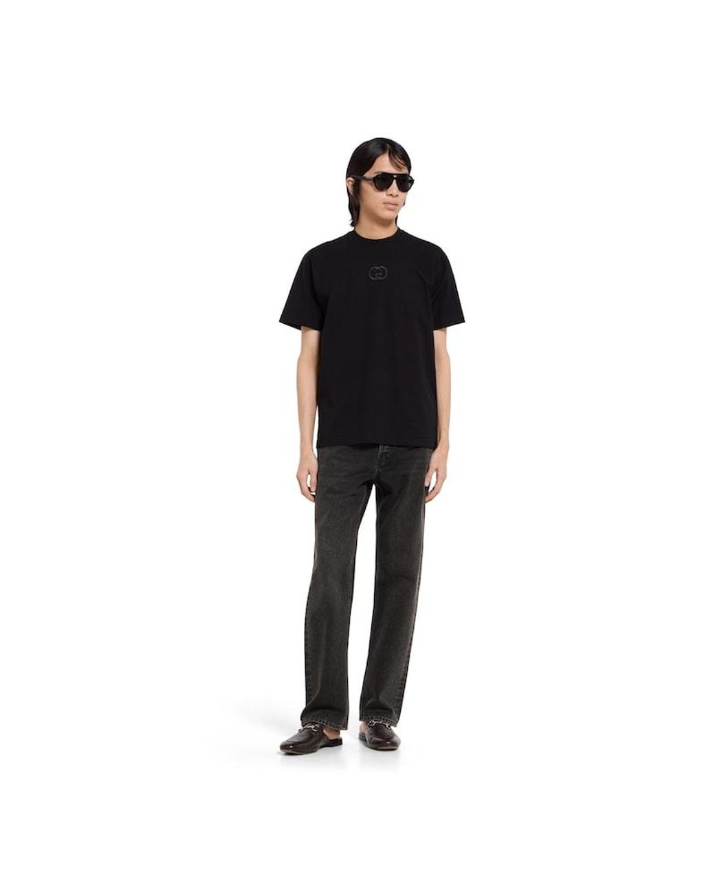Gucci Black Cotton Jersey T-Shirt With Embroidery for men