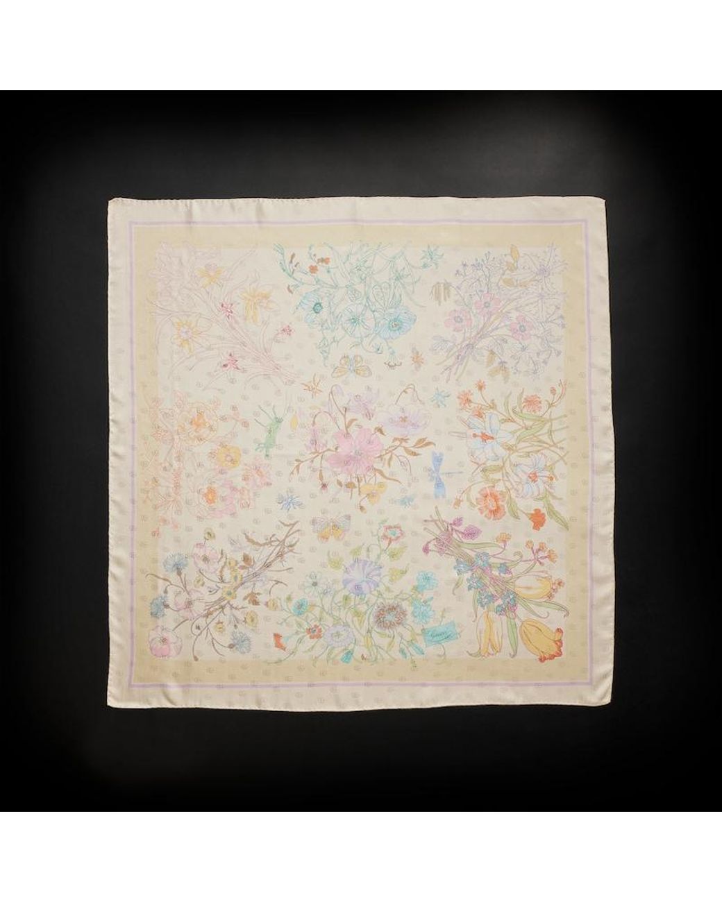 Gucci Natural Printed Double G Silk Jacquard Carré