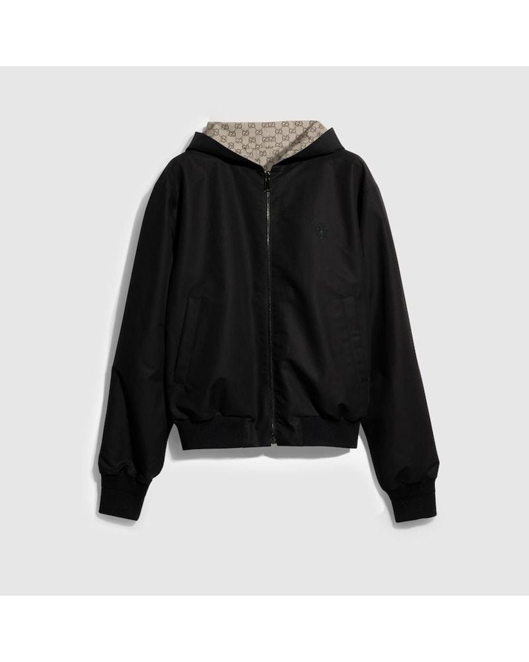 Gucci Black Reversible Cotton Canvas Zip Jacket for men