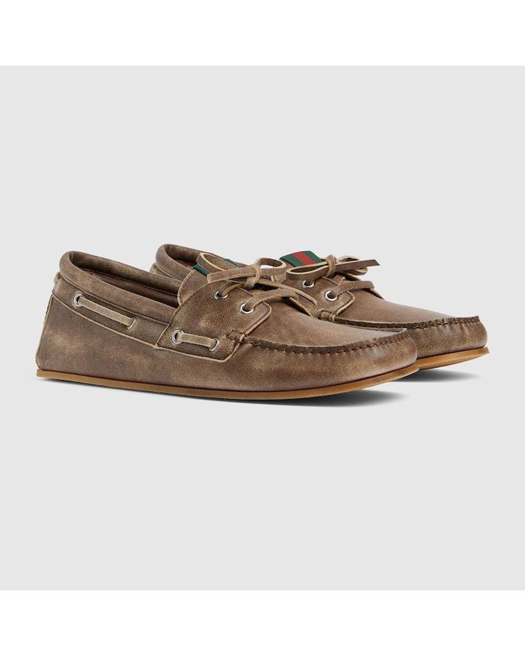 Gucci Brown Boat Shoe, Leather for men