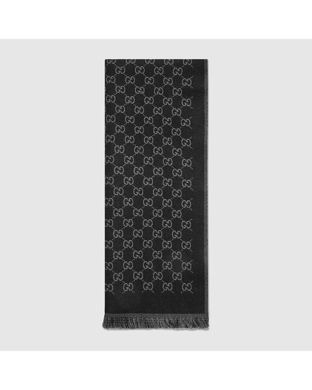 Gucci Black Reversible Wool Jacquard Scarf for men
